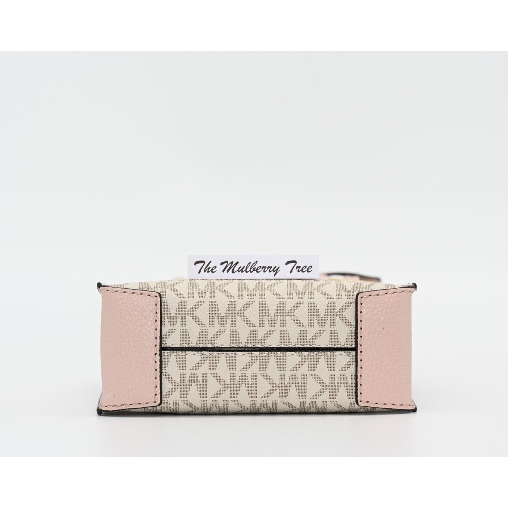 MICHAEL KORS MERCER Extra Small Shopper Logo Canvas & Leather Crossbody NWT $348 - Picture 6 of 12